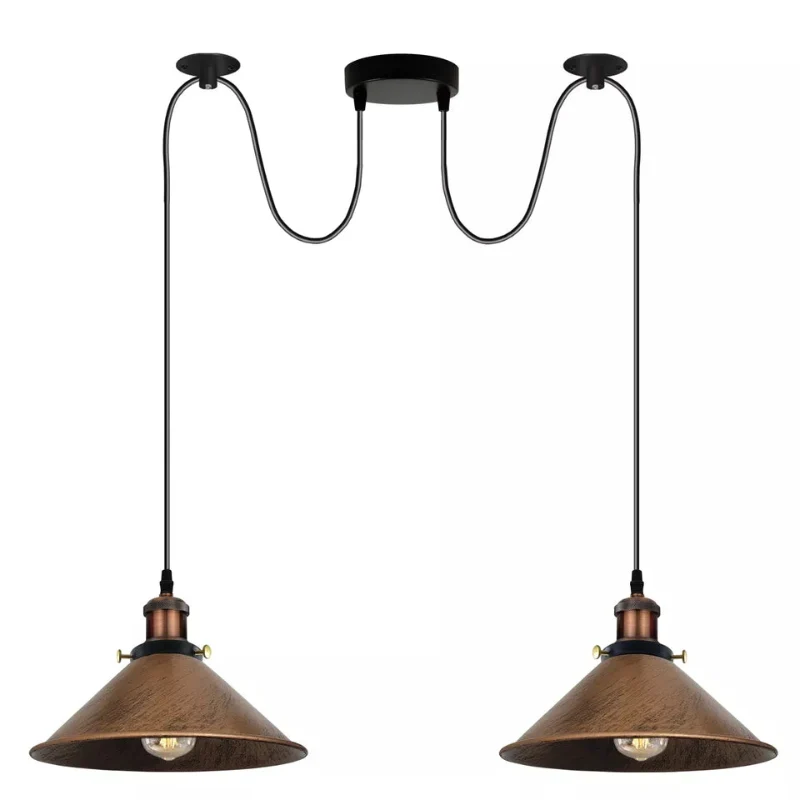Zwei draht Arm Retro Hängelampen-E27 Messing, 2x100 cm Kabel~2233