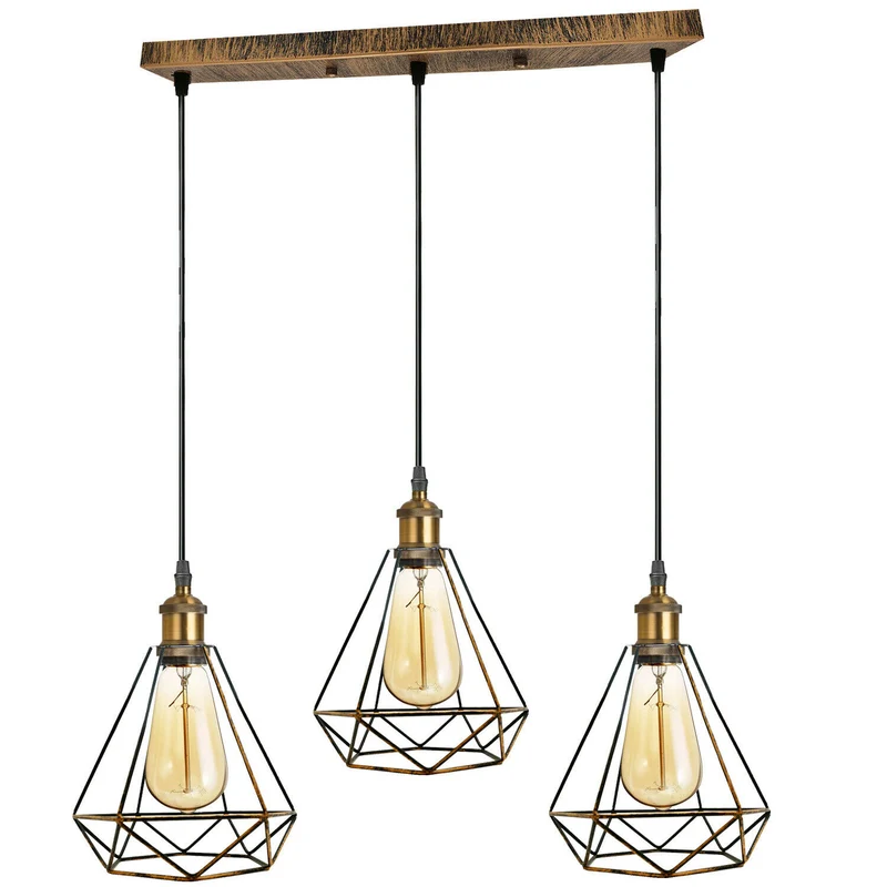 Rechteckige Käfig Pendelleuchte 3 Wege Deckenlampe~2413