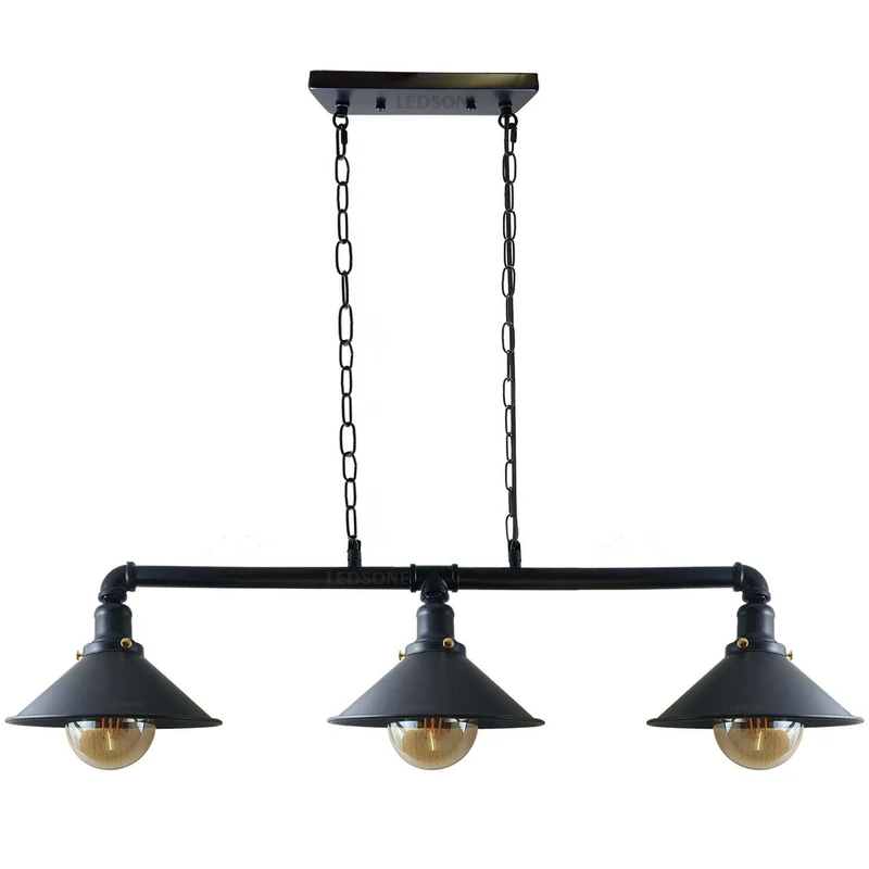 3-flammige Rohr Pendelleuchte – Vintage Industrie Billardlampe | Ø22cm | E27 ~1701