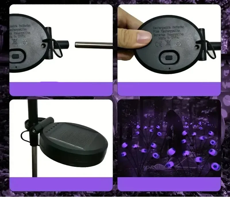 Zonne-energie Oogbol Tuinverlichting 6 Stengels Waterdicht Halloween Decoratie Griezelig Sfeerverlichting | Sansoti