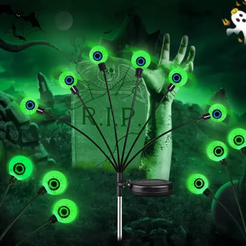 Zonne-energie Oogbol Tuinverlichting 6 Stengels Waterdicht Halloween Decoratie Griezelig Sfeerverlichting | Sansoti