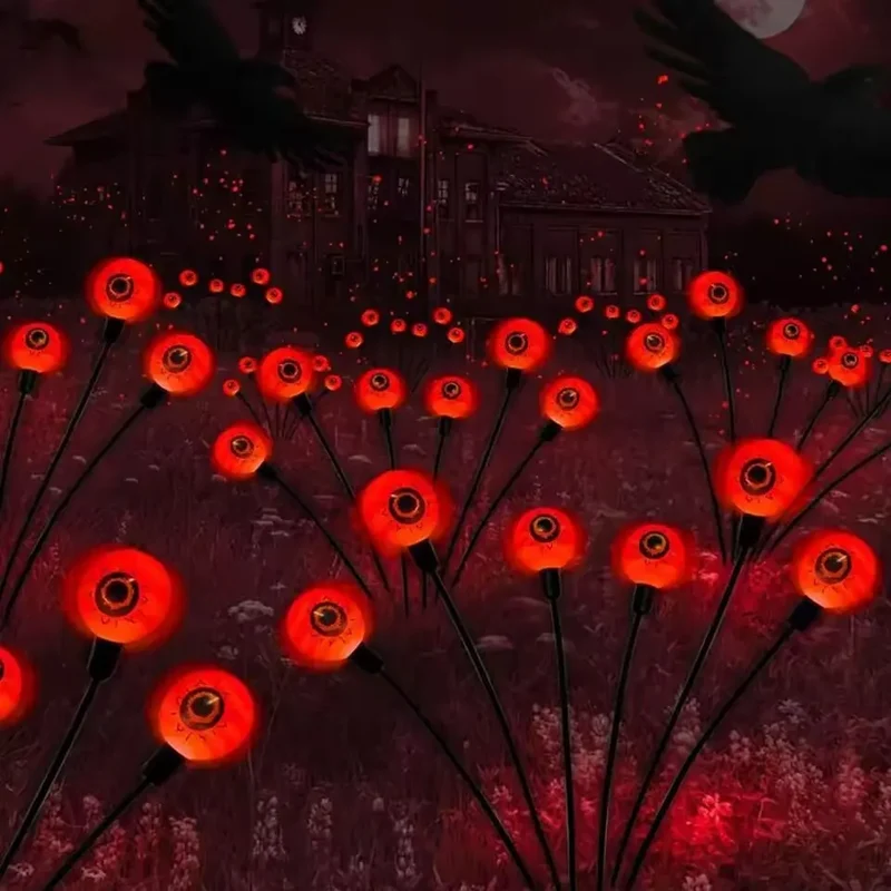 Zonne-energie Oogbol Tuinverlichting 6 Stengels Waterdicht Halloween Decoratie Griezelig Sfeerverlichting | Sansoti