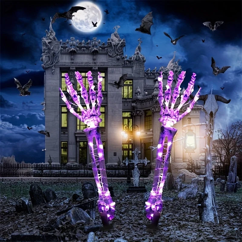 Zonne Skelethand Tuinverlichting Halloween Decoratie Buitenlamp met Schedel en LED Lichtjes voor Tuin Terras | Sansoti
