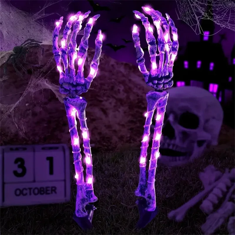 Zonne Skelethand Tuinverlichting Halloween Decoratie Buitenlamp met Schedel en LED Lichtjes voor Tuin Terras | Sansoti