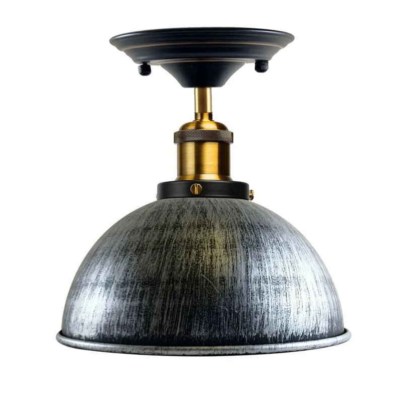 Industrial Retro Light Shade Flush Mount Fitting Moderne Deckenleuchte Silber gebürstet~2124
