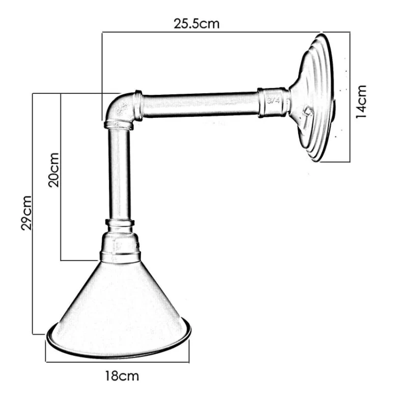 Lampe Wasserrohr Industriedesign Wandleuchten E27~2337