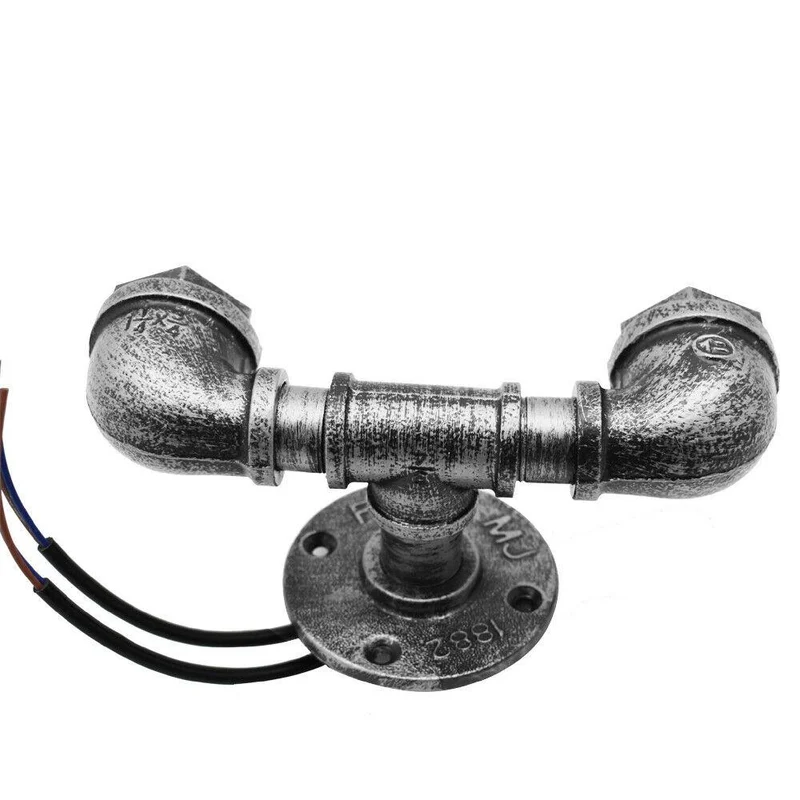 Industrie Wandleuchte Wasserrohr Doppel Metall E27~2322