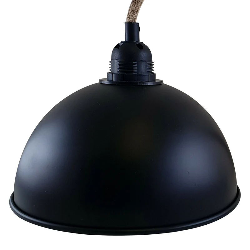 Retro-Stil Vintage industrieller Hanf-Anhänger Lampenschirm aus Metall schwarz innen~2114