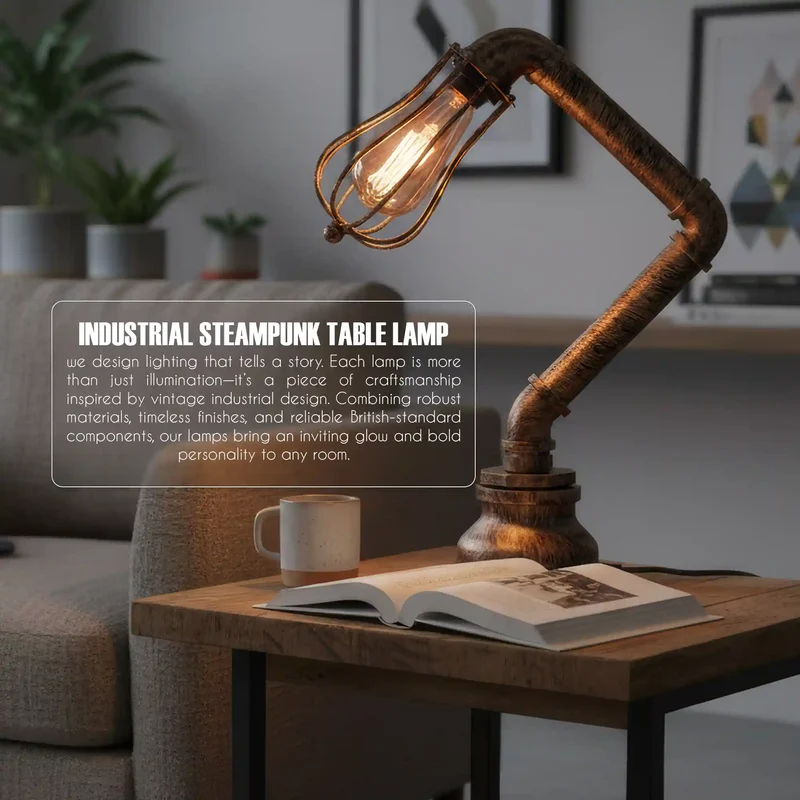 Steampunk Tischlampe Modern Wasserpfeife Rohrlampen~2303