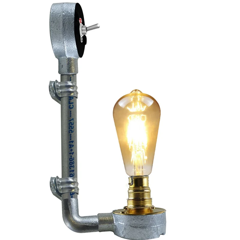 Industrielles modernes Vintage Retro galvanisiertes Rohr Wandleuchte B22 Lampenbefestigung Rohrbeleuchtung Rohrlampen~2293