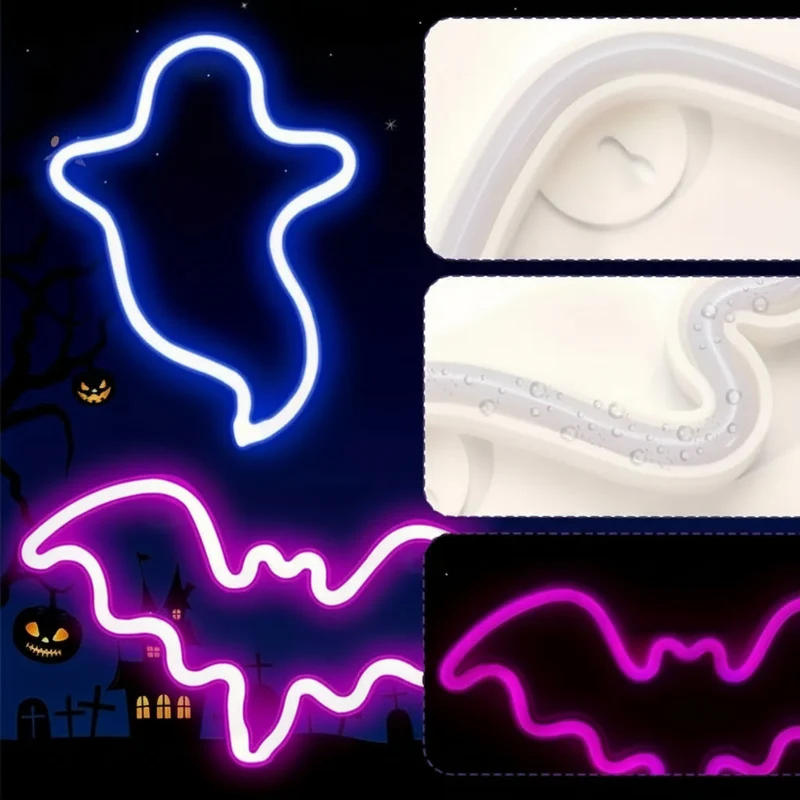 Neon Tafellamp Vleermuis Spook LED Verlichting Halloween Sfeerlicht Decoratief Thema Nachtlampje Kind | Sansoti
