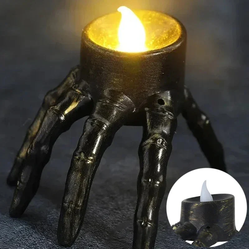 LED Schedel Kaarslicht Set Zwart Halloween Decoratieve Verlichting Griezelige Sfeer Feestdecoratie Gothic | Sansoti