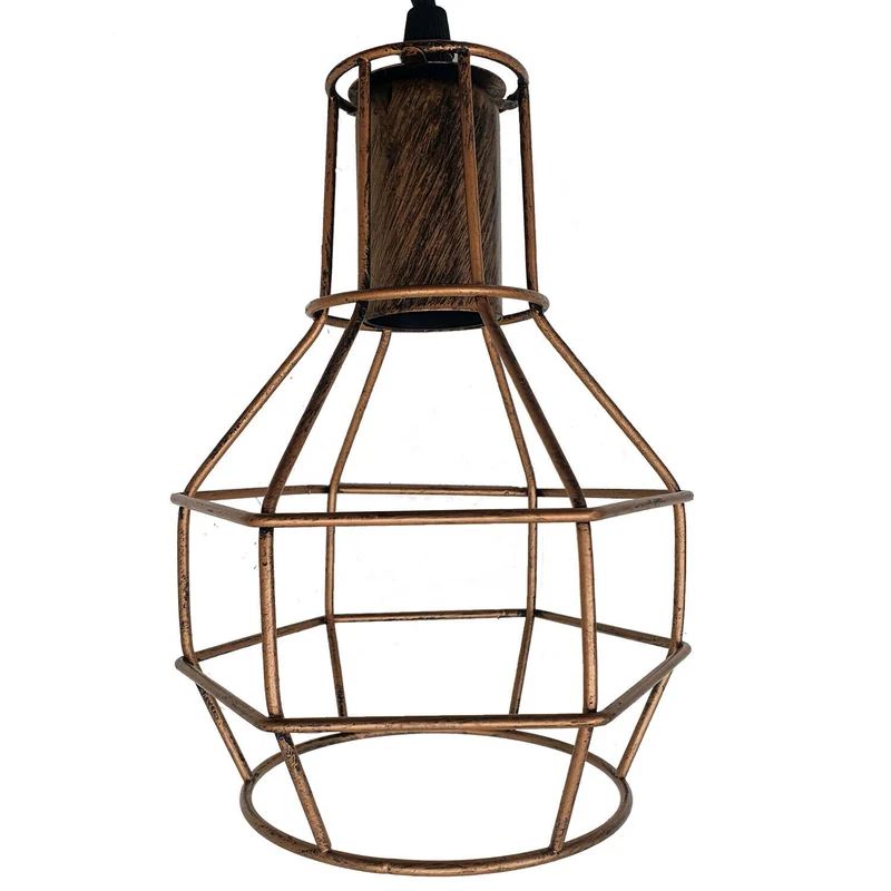 Rustikale rote 2m Pendelleuchte Käfig Retro industrielle Deckenleuchte Spinnenlampe~2273
