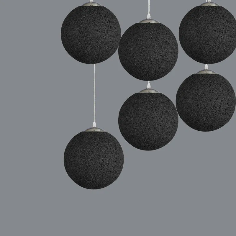 Moderne Rattan 3-Kopf Deckenleuchte mit Webkugel Design~2070