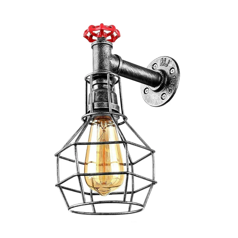LED Wandleuchten innen E27 mit Käfigschirm Rohrlampen ~2387
