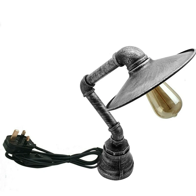 Industrielle Retro Tischlampe mit flachem Schirm,E27~2376