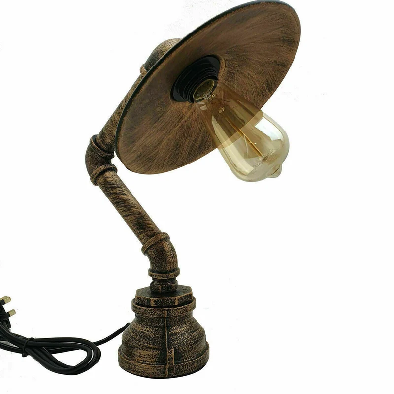 Industrielle Retro Tischlampe mit flachem Schirm,E27~2376