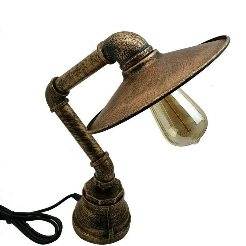 Industrielle Retro Tischlampe mit flachem Schirm,E27~2376