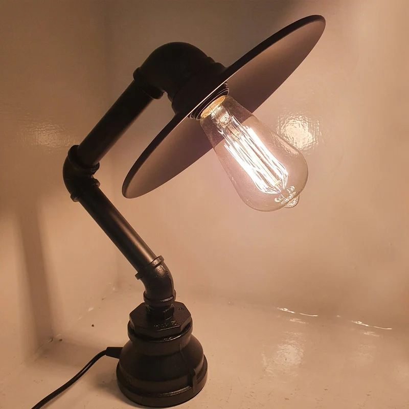 Industrielle Retro Tischlampe mit flachem Schirm,E27~2376