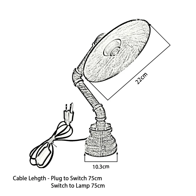Industrielle Retro Tischlampe mit flachem Schirm,E27~2376