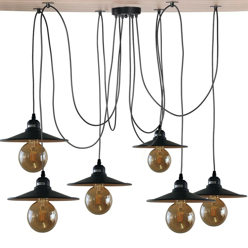 All Seasons Life Vintage Pendelleuchte 6-flammig Schwarz E27 ~2270