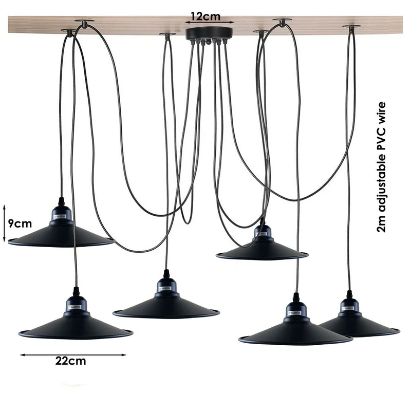 All Seasons Life Vintage Pendelleuchte 6-flammig Schwarz E27 ~2270