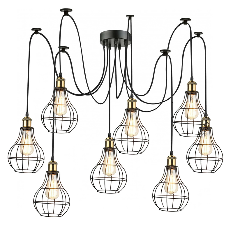 All Seasons Life Vintage 8 flammig Pendelleuchte Käfig Spinnenlampe ~2268
