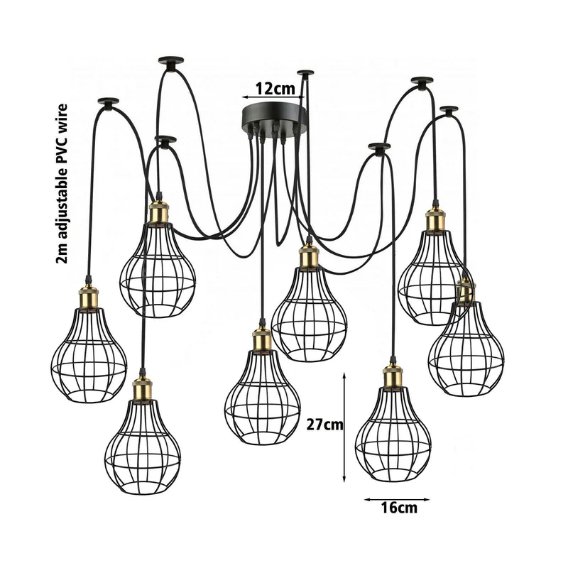 All Seasons Life Vintage 8 flammig Pendelleuchte Käfig Spinnenlampe ~2268