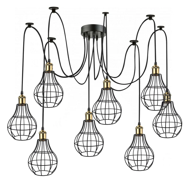 All Seasons Life Vintage 8 flammig Pendelleuchte Käfig Spinnenlampe ~2268