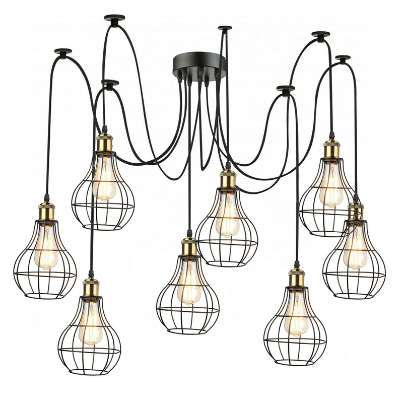 All Seasons Life Vintage 8 flammig Pendelleuchte Käfig Spinnenlampe ~2268