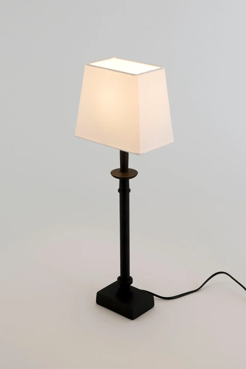 Tischlampe Palmaria Seidenstruktur mit Schirm Rechteckig