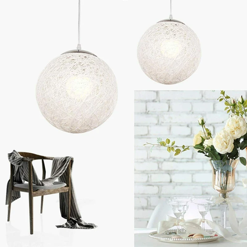 Moderne Rattan hängelampen weiß für Schlafzimmer & Küche~2060