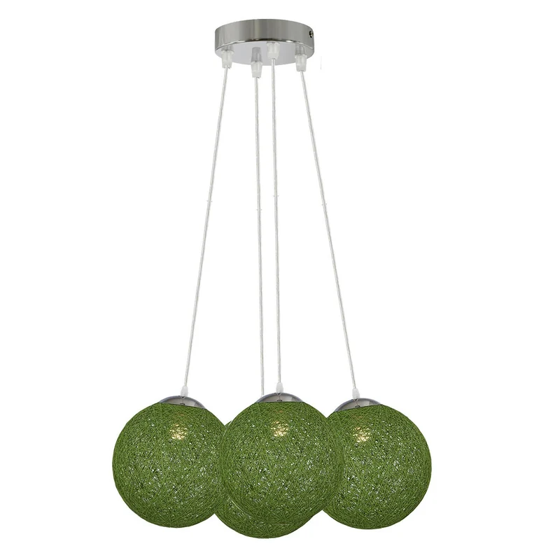 Rattan Wicker Woven Ball Globe Pendelleuchtenschirm 4 Outlet Grün~2058