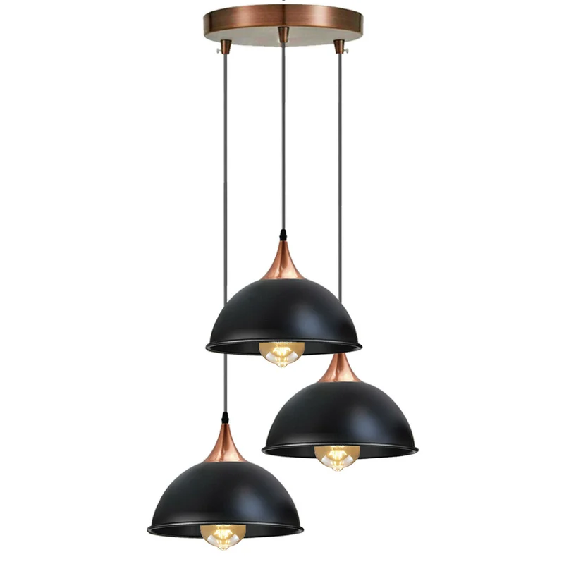 Moderne 3-Wege-Deckenpendelleuchte Cluster-Leuchte im schwarzen Lampenschirm-Stil~2171