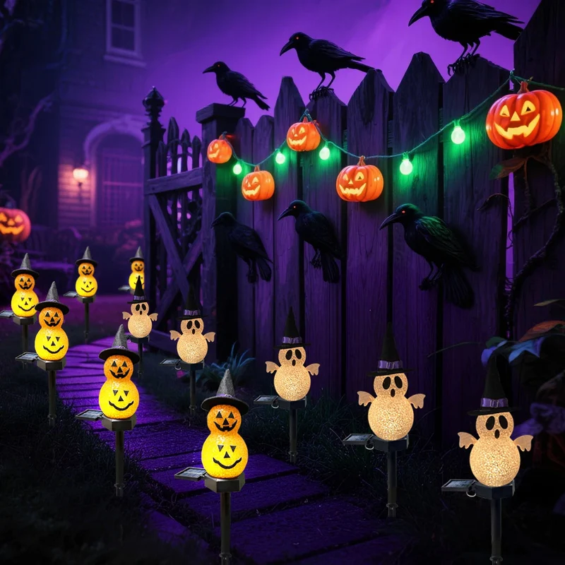 Zonne-energie Tuinlamp met 3D Pompoen of Spook 44cm Halloween Sfeerverlichting Decoratief Buitenverlichting | Sansoti