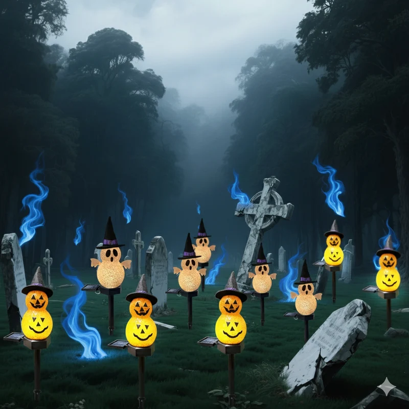 Zonne-energie Tuinlamp met 3D Pompoen of Spook 44cm Halloween Sfeerverlichting Decoratief Buitenverlichting | Sansoti