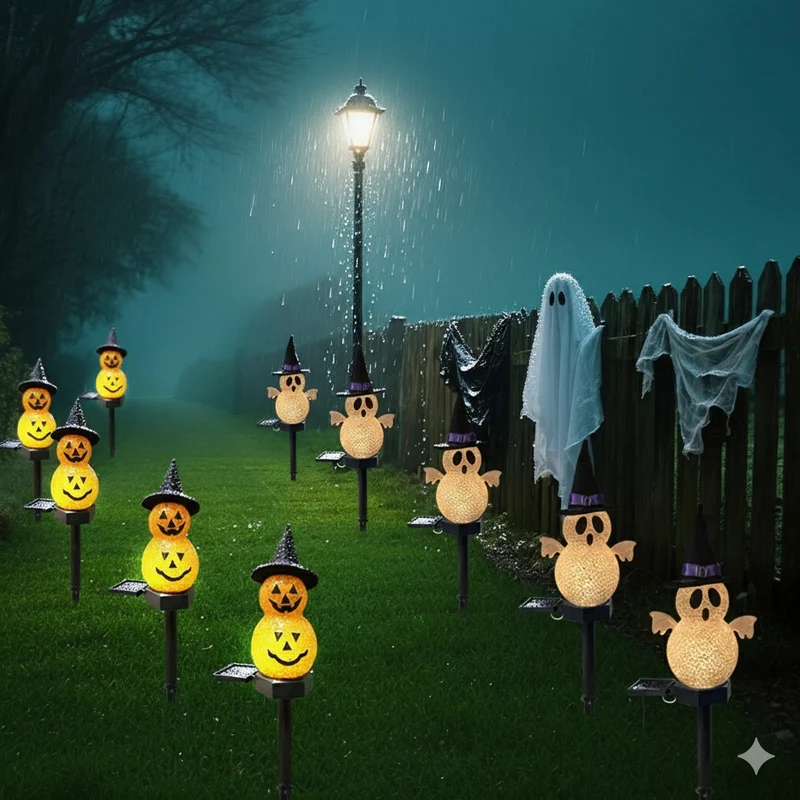 Zonne-energie Tuinlamp met 3D Pompoen of Spook 44cm Halloween Sfeerverlichting Decoratief Buitenverlichting | Sansoti