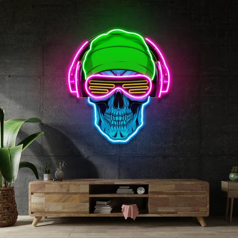 LED Neonlicht Doodskop Wandverlichting Slaapkamer Woonkamer Bar Sfeerverlichting Kleurrijk Nachtlamp | Sansoti