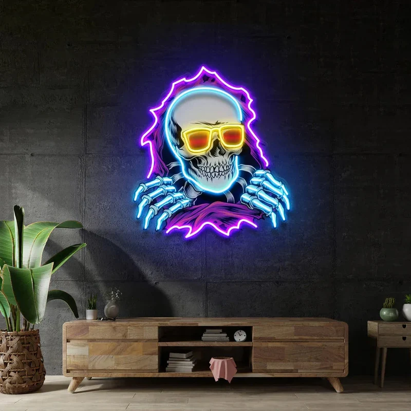 LED Neonlicht Doodskop Wandverlichting Slaapkamer Woonkamer Bar Sfeerverlichting Kleurrijk Nachtlamp | Sansoti