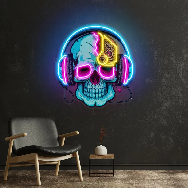 LED Neonlicht Doodskop Wandverlichting Slaapkamer Woonkamer Bar Sfeerverlichting Kleurrijk Nachtlamp | Sansoti