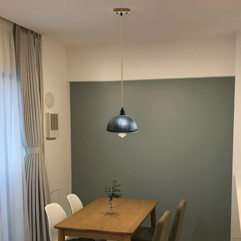 Retro-Stil Vintage Industrial Hanf Anhänger Lampenschirm aus Metall gebürstet Silber~2111