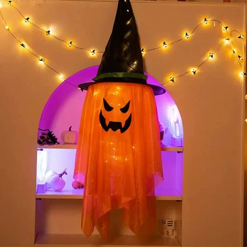 LED Toverhoed Hanglamp met Pompoengezicht – Sfeervolle Verlichting voor Halloween Feesten en Decoratie | Sansoti