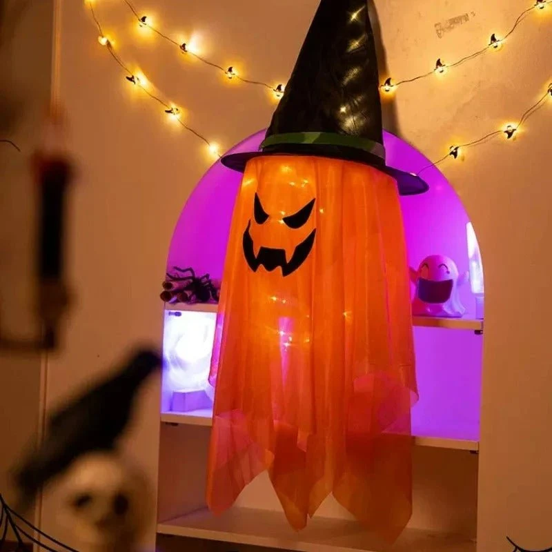 LED Toverhoed Hanglamp met Pompoengezicht – Sfeervolle Verlichting voor Halloween Feesten en Decoratie | Sansoti
