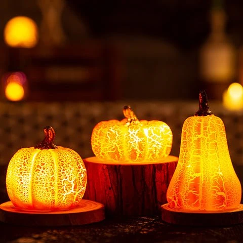 Halloween Pompoen Lantaarn met LED Kaars – Realistisch Flakkerend Licht Decoratie Herfst Sfeerlicht Binnen | Sansoti
