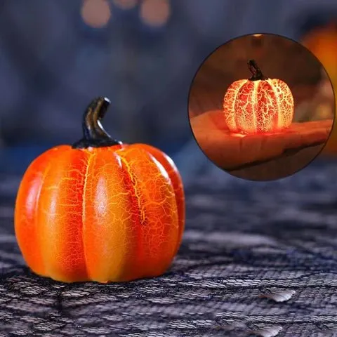 Halloween Pompoen Lantaarn met LED Kaars – Realistisch Flakkerend Licht Decoratie Herfst Sfeerlicht Binnen | Sansoti