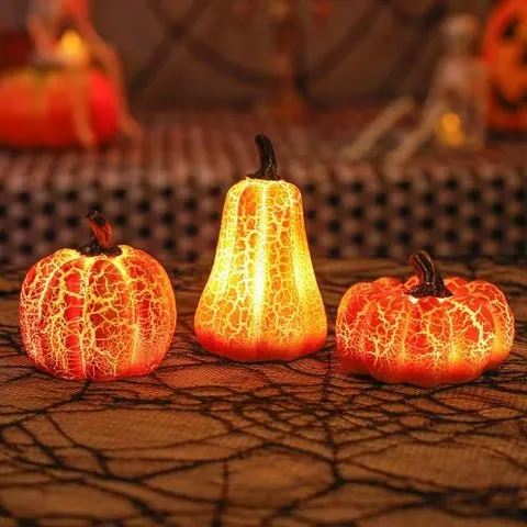 Halloween Pompoen Lantaarn met LED Kaars – Realistisch Flakkerend Licht Decoratie Herfst Sfeerlicht Binnen | Sansoti