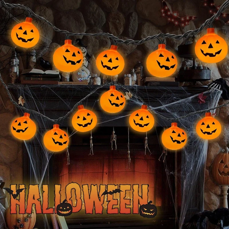Pompoen Lichtsnoer LED 10-20 Lampjes Halloween Decoratie Binnen Buiten Feestverlichting Sfeerverlichting | Sansoti