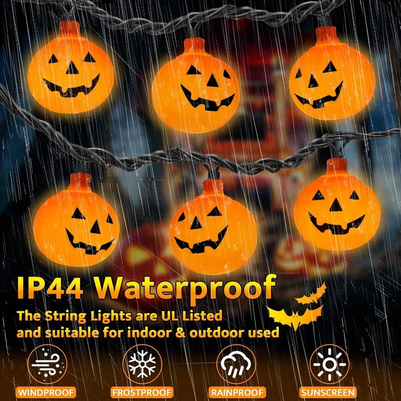 Pompoen Lichtsnoer LED 10-20 Lampjes Halloween Decoratie Binnen Buiten Feestverlichting Sfeerverlichting | Sansoti