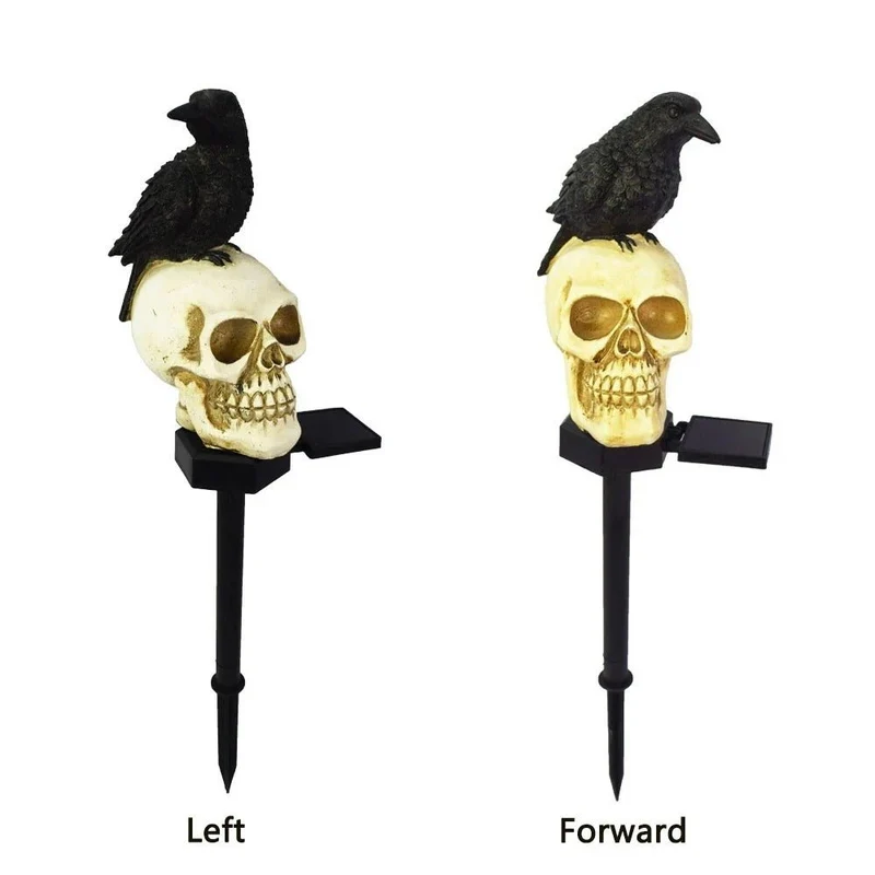 Zonne-energie Halloween Schedel met Raaf LED Lamp voor Tuin Balkon en Feestdagen Decoratieve Verlichting | Sansoti