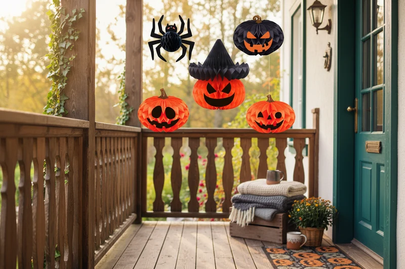 Vouwbare Papieren Lantaarn Halloween Hangdecoratie Binnen Buiten Feest Griezelsfeer Pompoen Skelet Decoratie | Sansoti